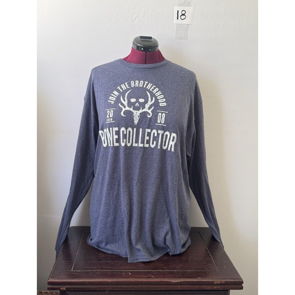 Bone Collector Long Sleeve Graphic T Shirt Gray Hunting Deer Skull XL